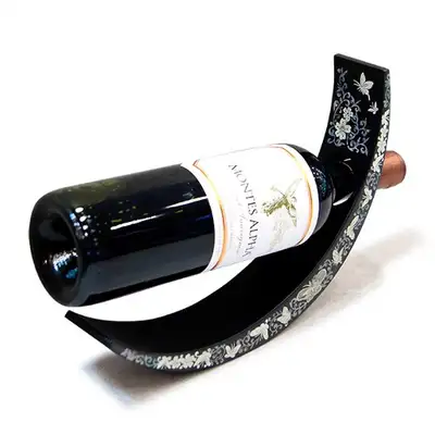 Mother-of-Pearl Wine Holder - Scrolling Butterfly Pattern