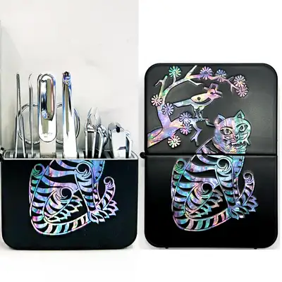Abalone 777 Nail Clipper Set Magpie Tiger Premium Gift Traditional Keepsake Engraving Available