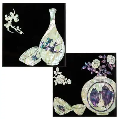 Mother-of-Pearl Ceramic Pattern Coaster