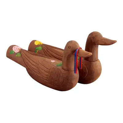 Peony Wooden Goose Set (Large) - Traditional Goose Set Foreign Gift
