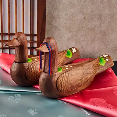 [Woodcraft] Lotus Geese Set (Large) - Traditional Duck Set Foreign Gift