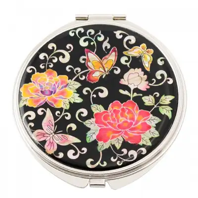 Natural Mother-of-Pearl Hand Mirror (10_Peony Butterfly)