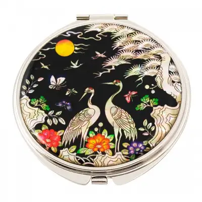 Natural Mother-of-Pearl Hand Mirror (11_Peony and Crane)