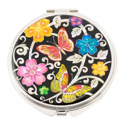 Natural Mother-of-Pearl Hand Mirror (09_Plum Blossom Butterfly_Black)