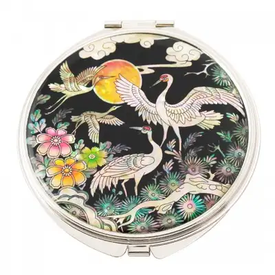 Natural Mother-of-Pearl Hand Mirror (02_Royal Pine and Crane)