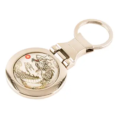 Mother-of-Pearl Round Keyring (Black Dragon)