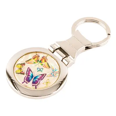 Mother-of-Pearl Round Keyring (Five-Colored Butterfly)