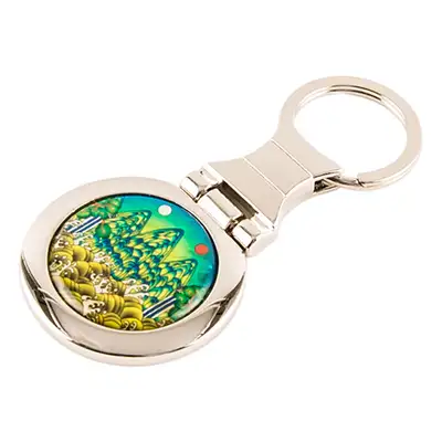Mother-of-Pearl Round Keyring (Sun and Moon Motif)