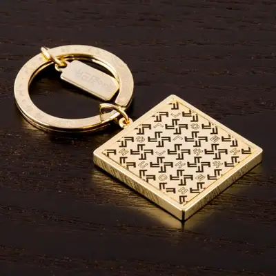 Korean Hangul Consonant ㅋ Keyring (Gold)