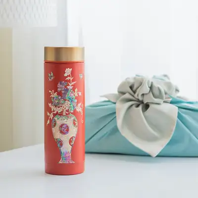 Mother-of-Pearl Stainless Steel Tumbler 300ml Soft Red Lacquerware Foreign Group Gift