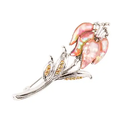 Mother-of-Pearl Brooch (Lily, Pink)