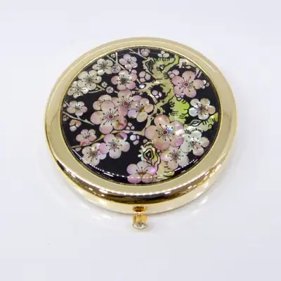 Premium Mother-of-Pearl One-Touch Hand Mirror (Plum Blossom)