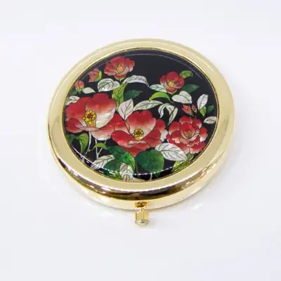 Premium Mother-of-Pearl One-Touch Hand Mirror (Camellia Flower)