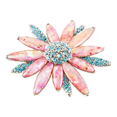 Premium Mother-of-Pearl Brooch (Daisy Flower, Pink)