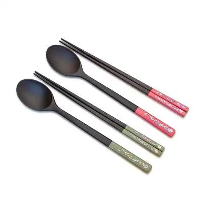 Premium Korean Lacquerware Adult Utensil Set with Mother-of-Pearl Inlay (Intangible Cultural Property Artisan Jang Tae-yeon)