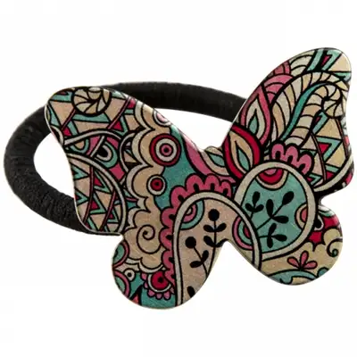 Colored Metal Rubber Hair Tie (Butterfly-Shaped Hair Band - Paisley)