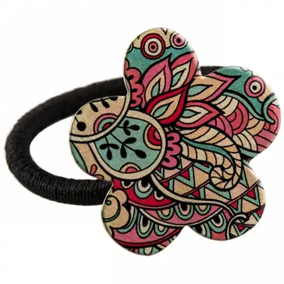 Colored Metal Rubber Hair Tie (Flower-shaped Hair Band - Paisley)
