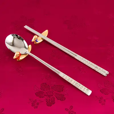 Stainless Steel Glossy Utensil Set (Hunminjeongeum B, 2P)