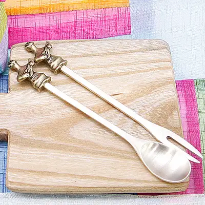 Brass Teaspoon and Fork Set (Men's)