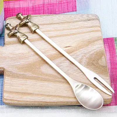 Brass Teaspoon and Fork Set (Women's)
