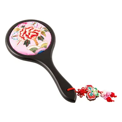 Floral Embroidered Hand Mirror (Pink, A04)