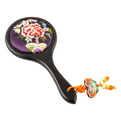 Floral Embroidered Hand Mirror (Purple, A03)