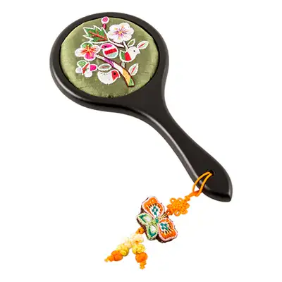 Floral Embroidered Hand Mirror (Green, C03)