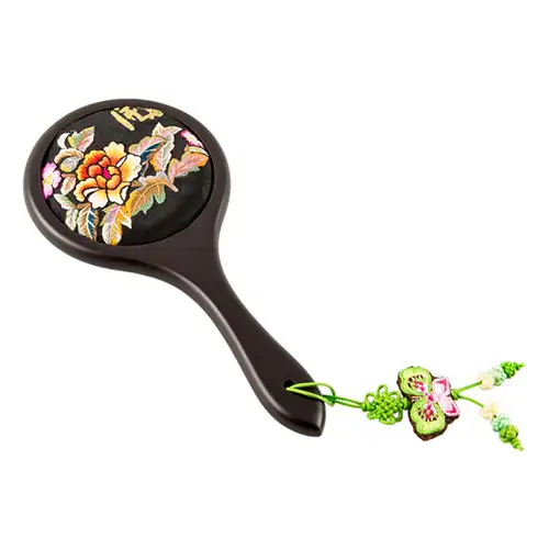 花卉刺绣手镜（黑色,B01） — 1