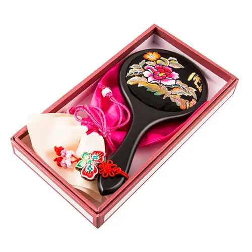 花卉刺绣手镜（黑色,B01） — 3