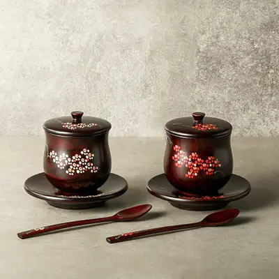 Premium Korean Lacquer Tea Cup Set (Intangible Cultural Property Master Park Kang-yong)