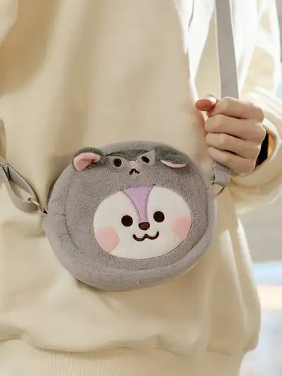 BT21 MANG BABY Fluffy Face Doll Crossbody Bag