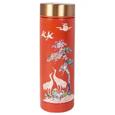 Mother-of-Pearl Tumbler - Crane and Soft Red
