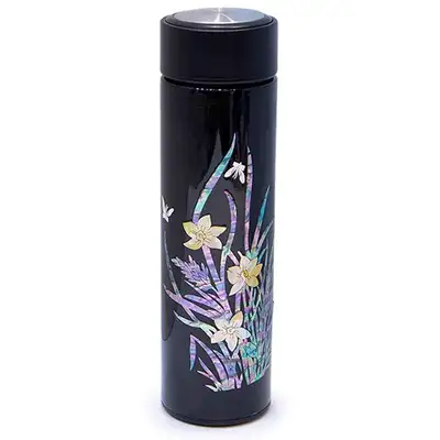 Premium Mother-of-Pearl Lacquerware Tumbler (Orchid, Black)