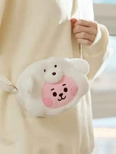 BT21 COOKY BABY Fluffy Face Doll Crossbody Bag