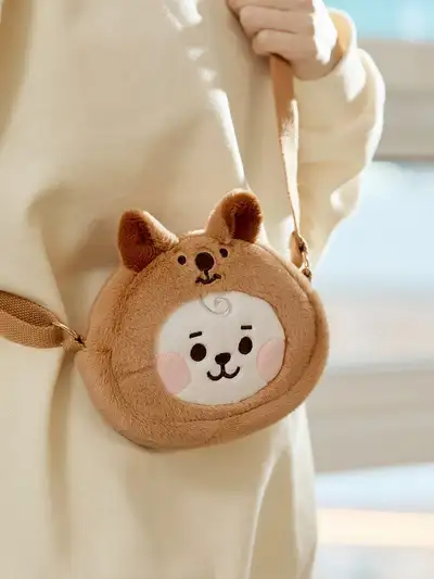 BT21 RJ BABY Fluffy Face Plushie Mini Crossbody Bag