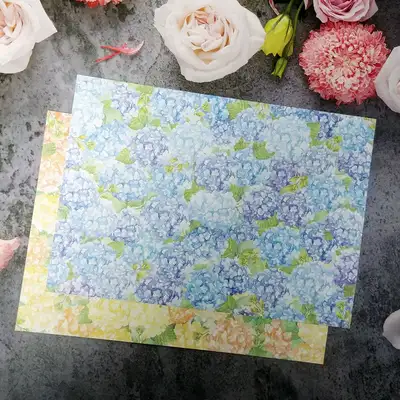 [17]紫陽花 ラッピングペーパー-イエローブルー