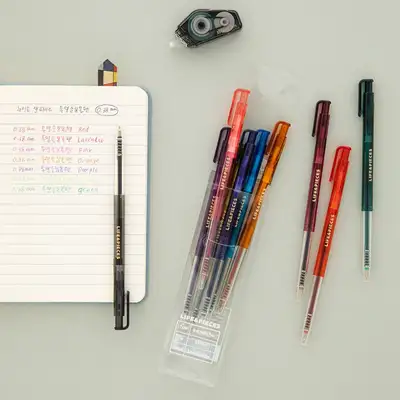 ライフアンドピーシス透明スリムボールペン0.38mm（10色セット）