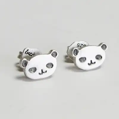 [I Hate This Hero] I Hate This Hero Webtoon Cute Panda Silver Earrings