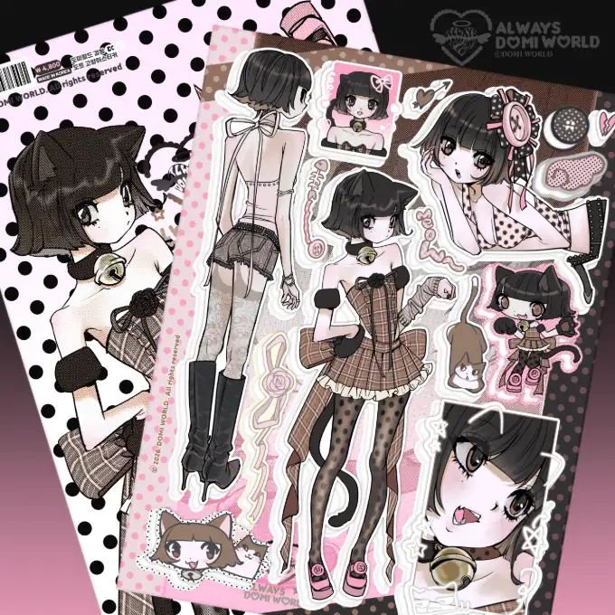 Domi World Black Dot Cat Sticker