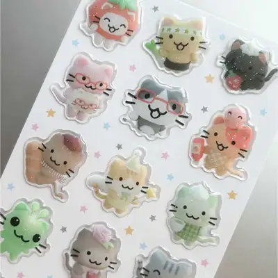 デコボコ チャンニャン グリッター エポキシ ステッカー