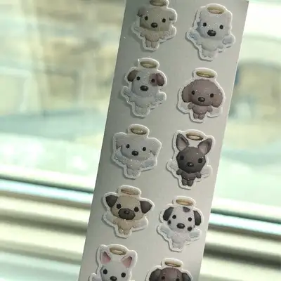 デコボコ 3D 子犬エンジェル グリッター ステッカー