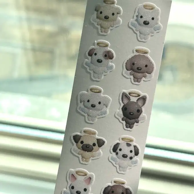 デコボコ 3D 子犬エンジェル グリッター ステッカー