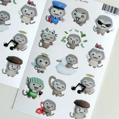 デコボコ 3D モンキー 5 ステッカー