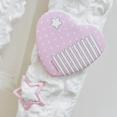 フロストフラワー ラブリーヘアコーム ハートピンボタン - ピンク