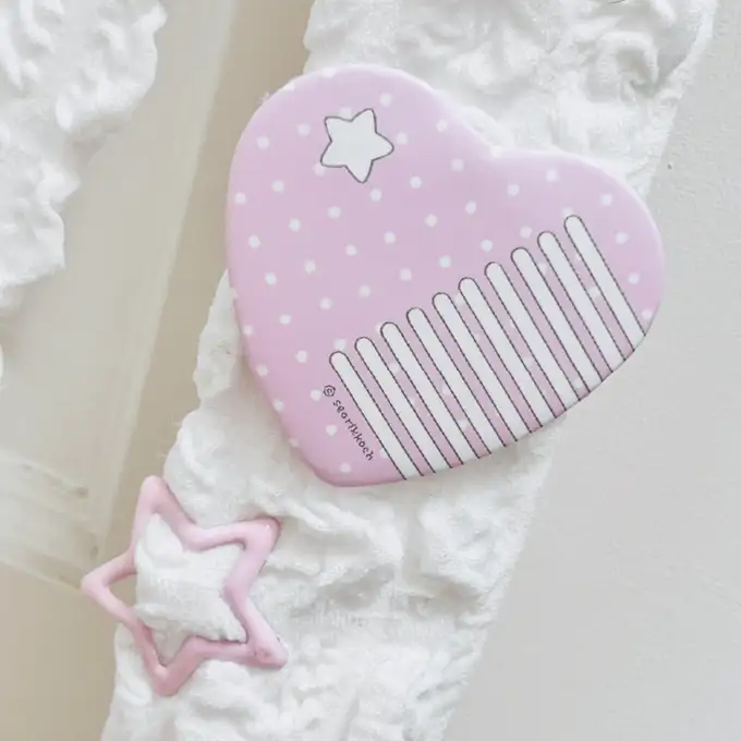 フロストフラワー ラブリーヘアコーム ハートピンボタン - ピンク