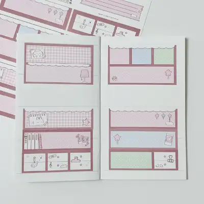 フロストフラワー デスク デコレーション 模造紙 ステッカー - ピンクチョコ