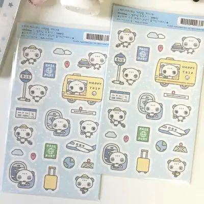 ヘピハピムー 旅に出かけようステッカー