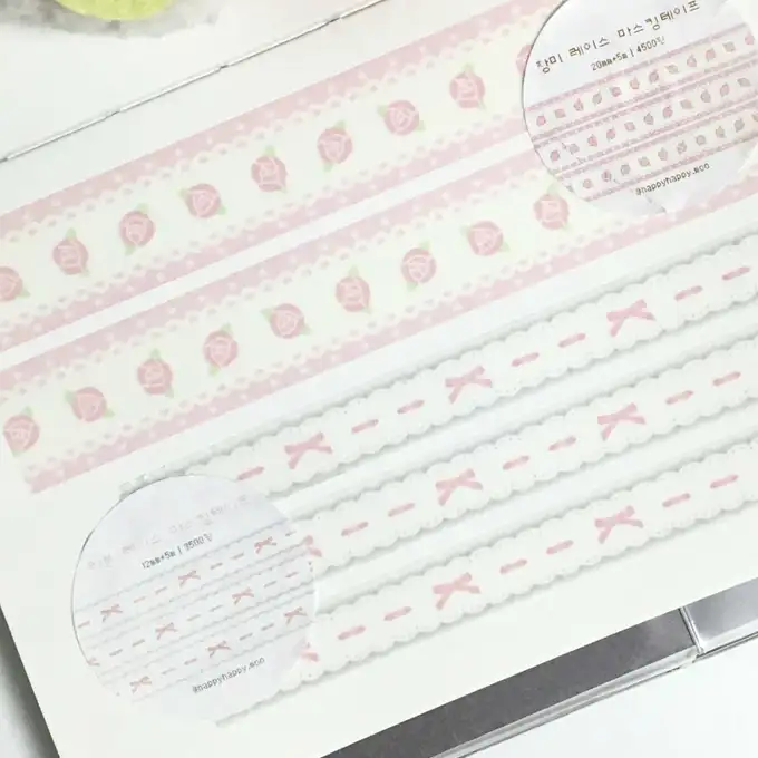 Happy Happy Moo Ribbon Lace Masking Tape