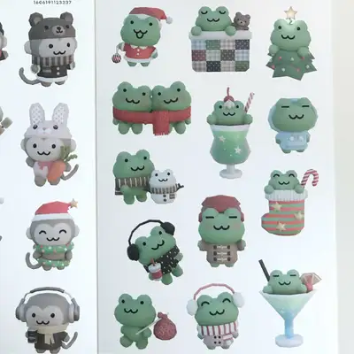 デコボコ 3D カエル 冬 ステッカー