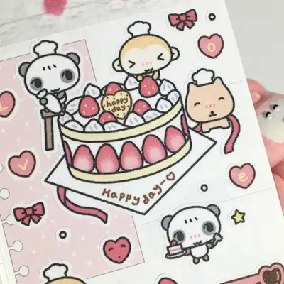 ハッピーハッピームー イチゴケーキ ステッカー
